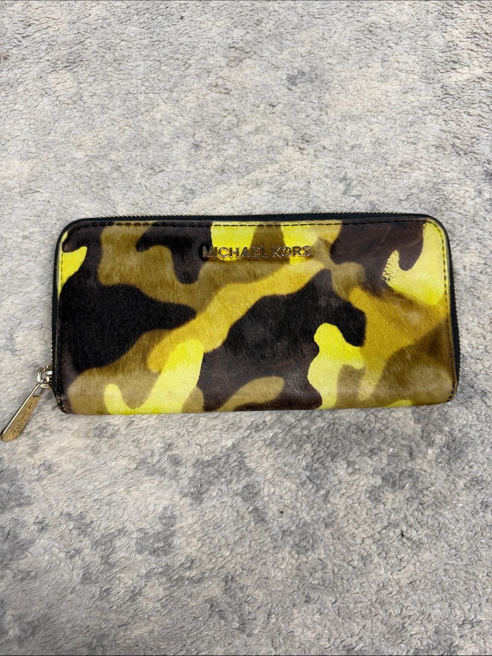 Michael Kors Jet Set Calf Hair Camo Zip Around Wallet